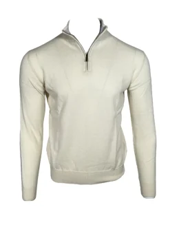 ADESI CASHMERE MEN'S 1/2 ZIP SWEATER - NATURALE