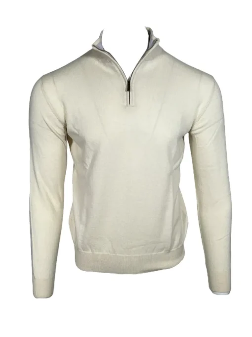 ADESI CASHMERE MEN'S 1/2 ZIP SWEATER - NATURALE