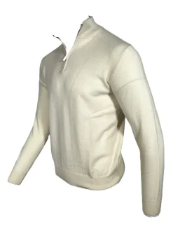 ADESI CASHMERE MEN'S 1/2 ZIP SWEATER - NATURALE