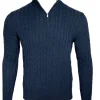 ADESI CASHMERE MEN'S CABLE 1/2 ZIP SWEATER - MARE
