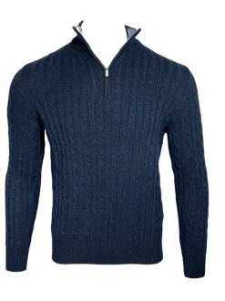 ADESI CASHMERE MEN'S CABLE 1/2 ZIP SWEATER - MARE