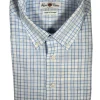 ALAN PAINE COTTON/LINEN SPORT SHIRT - LIGHT BLUE TRIPLE CHECK