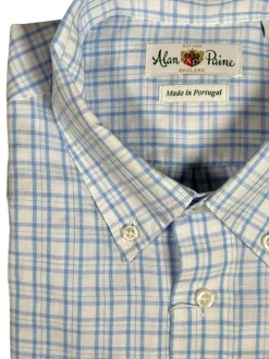 ALAN PAINE COTTON/LINEN SPORT SHIRT - LIGHT BLUE TRIPLE CHECK