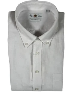 ALAN PAINE LINEN SPORT SHIRT - SOLID WHITE