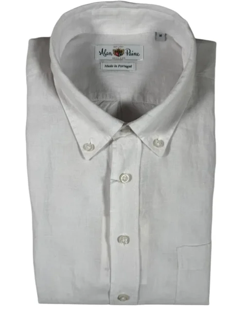 ALAN PAINE LINEN SPORT SHIRT - SOLID WHITE