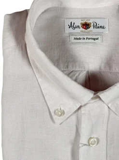 ALAN PAINE LINEN SPORT SHIRT - SOLID WHITE