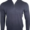 ALAN PAINE SELHURST QUARTER ZIP SWEATER - DARK NAVY