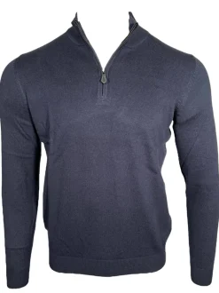 ALAN PAINE SELHURST QUARTER ZIP SWEATER - DARK NAVY
