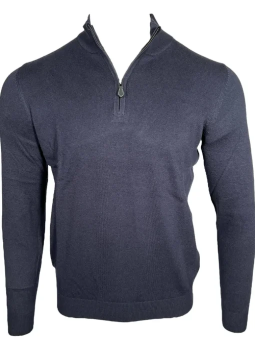 ALAN PAINE SELHURST QUARTER ZIP SWEATER - DARK NAVY