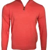 ALAN PAINE SELHURST QUARTER ZIP SWEATER - CORAL