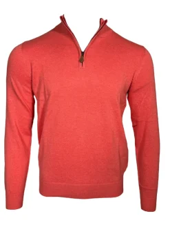 ALAN PAINE SELHURST QUARTER ZIP SWEATER - CORAL