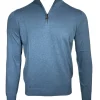 ALAN PAINE SELHURST QUARTER ZIP SWEATER - AIRFORCE