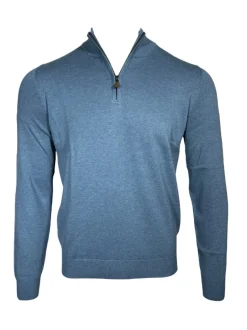 ALAN PAINE SELHURST QUARTER ZIP SWEATER - AIRFORCE