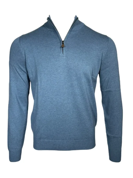 ALAN PAINE SELHURST QUARTER ZIP SWEATER - AIRFORCE