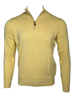 ALAN PAINE SELHURST QUARTER ZIP SWEATER - LEMON