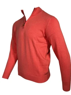 ALAN PAINE SELHURST QUARTER ZIP SWEATER - CORAL