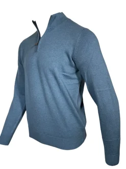 ALAN PAINE SELHURST QUARTER ZIP SWEATER - AIRFORCE