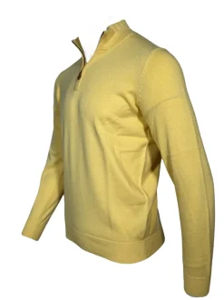 ALAN PAINE SELHURST QUARTER ZIP SWEATER - LEMON