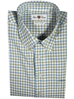 ALAN PAINE SPORT SHIRT - BLUE/GREEN DOUBLE CHECK