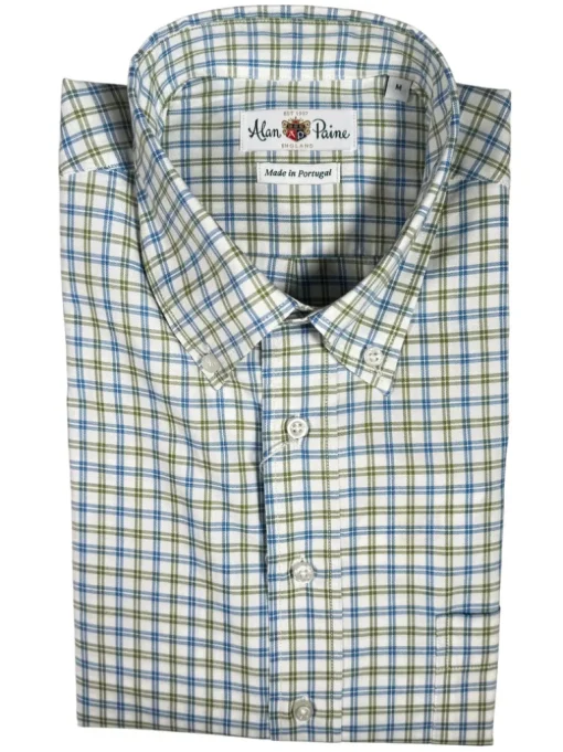 ALAN PAINE SPORT SHIRT - BLUE/GREEN DOUBLE CHECK