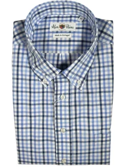 ALAN PAINE SPORT SHIRT - BLUE MIX CHECK