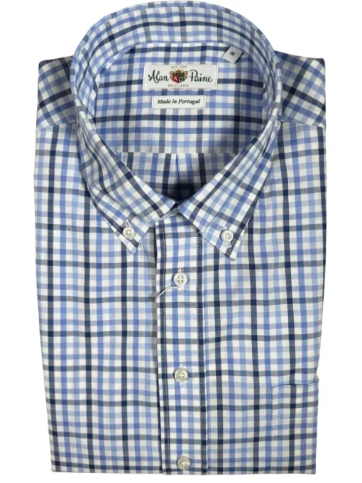 ALAN PAINE SPORT SHIRT - BLUE MIX CHECK