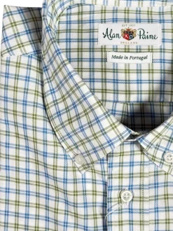 ALAN PAINE SPORT SHIRT - BLUE/GREEN DOUBLE CHECK