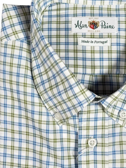 ALAN PAINE SPORT SHIRT - BLUE/GREEN DOUBLE CHECK