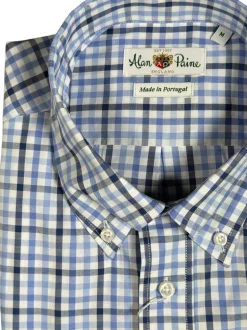 ALAN PAINE SPORT SHIRT - BLUE MIX CHECK