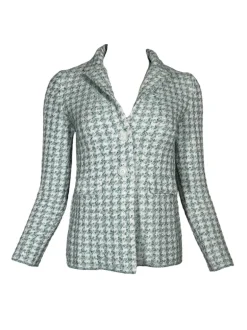 AMINA RUBINACCI HOUNDSTOOTH CHECK JACKET - SPRING GREEN