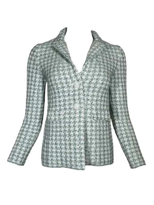 AMINA RUBINACCI HOUNDSTOOTH CHECK JACKET - SPRING GREEN