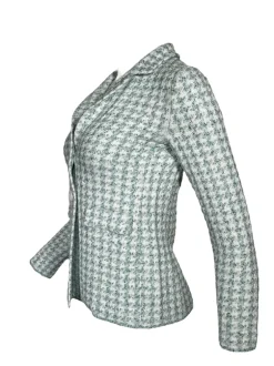 AMINA RUBINACCI HOUNDSTOOTH CHECK JACKET - SPRING GREEN