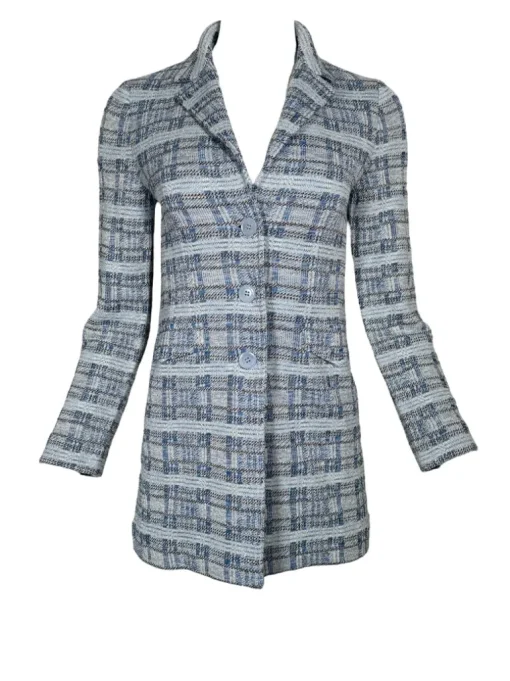 AMINA RUBINACCI PLAID LONG JACKET - BLUE MIX