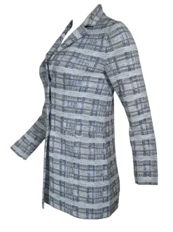 AMINA RUBINACCI PLAID LONG JACKET - BLUE MIX