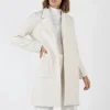 AMINA RUBINACCI TWEED HERRINGBONE LONG COAT - IVORY