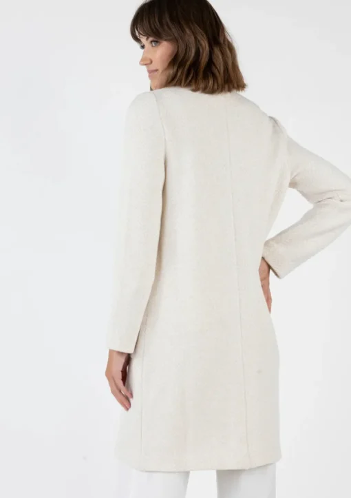 AMINA RUBINACCI TWEED HERRINGBONE LONG COAT - IVORY