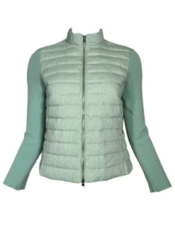 AMINA RUBINACCI ZIP QUILT LINEN JACKET - SPRING GREEN