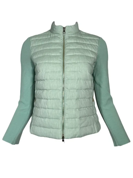 AMINA RUBINACCI ZIP QUILT LINEN JACKET - SPRING GREEN