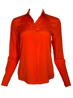 ANNA MARIA PALETTI SILK BLOUSE - SOLID ORANGE