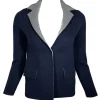 ANNECLAIRE DOUBLE-SIDED WOOL JACKET - NAVY/GREY