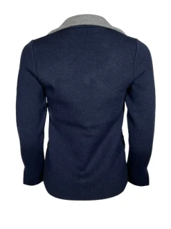 ANNECLAIRE DOUBLE-SIDED WOOL JACKET - NAVY/GREY