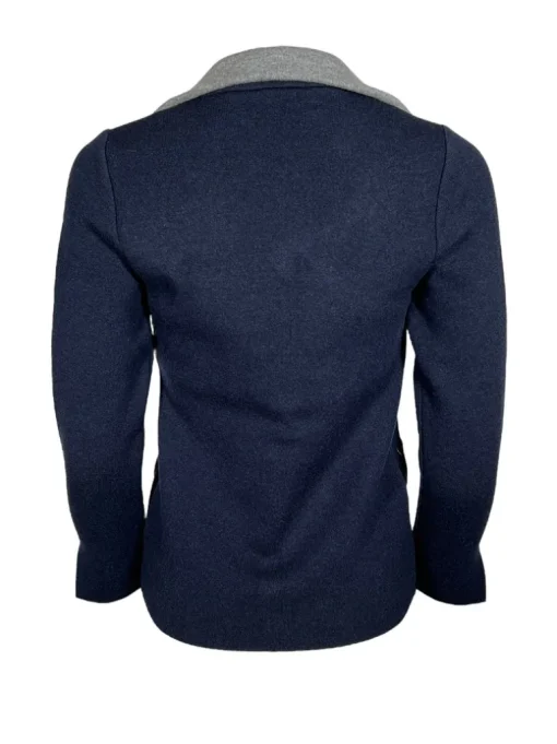 ANNECLAIRE DOUBLE-SIDED WOOL JACKET - NAVY/GREY