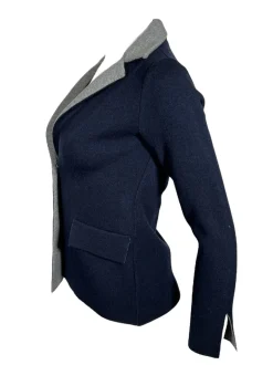 ANNECLAIRE DOUBLE-SIDED WOOL JACKET - NAVY/GREY