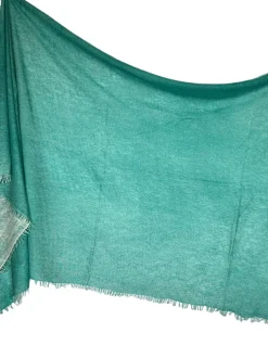 BAJRA CASHMERE CREME SCARF - ETHER TURQUOISE