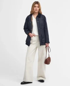 BARBOUR BEADNELL WOMEN'S WAXED JACKET - NAVY
