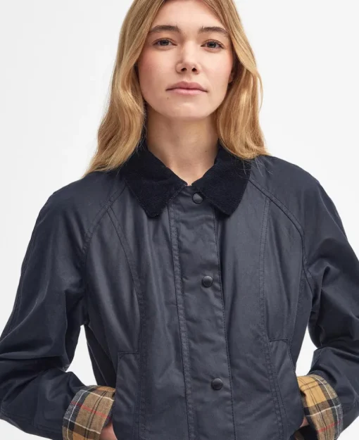 BARBOUR BEADNELL WOMEN'S WAXED JACKET - NAVY