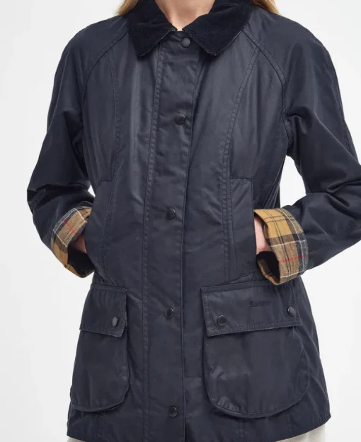 BARBOUR BEADNELL WOMEN'S WAXED JACKET - NAVY