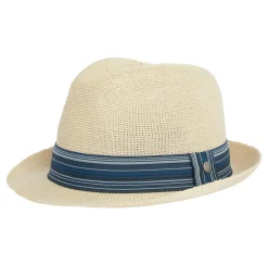 BARBOUR BELFORD TRILBY SUMMER HAT - ECRU/BLUE