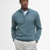 BARBOUR COTTON HALF ZIP KNITTED SWEATER - VINTAGE TEAL