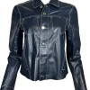 BLU ICE WOMEN'S LEATHER JACKET - NAVY